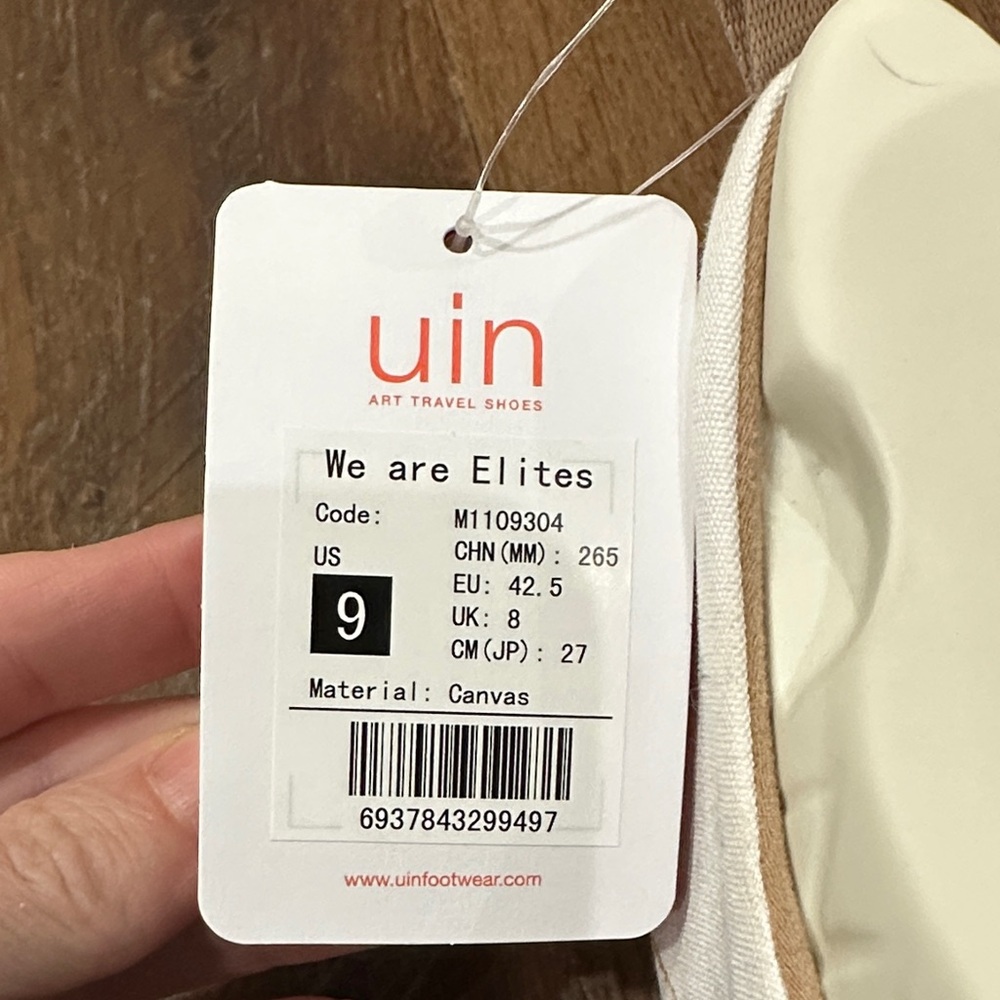 UIN White Slip-On Sneakers with Emoji Faces and Tan Trim - Picture 2 of 9